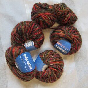 Lot of 4+ Lana Gatto Yarn, made in Italy, 50g each, 50% wool, multicolor.